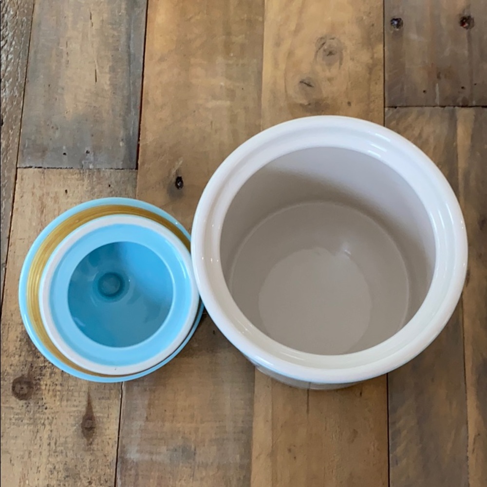 Spode blue white polka dot hand painted canister - Picture 3 of 7